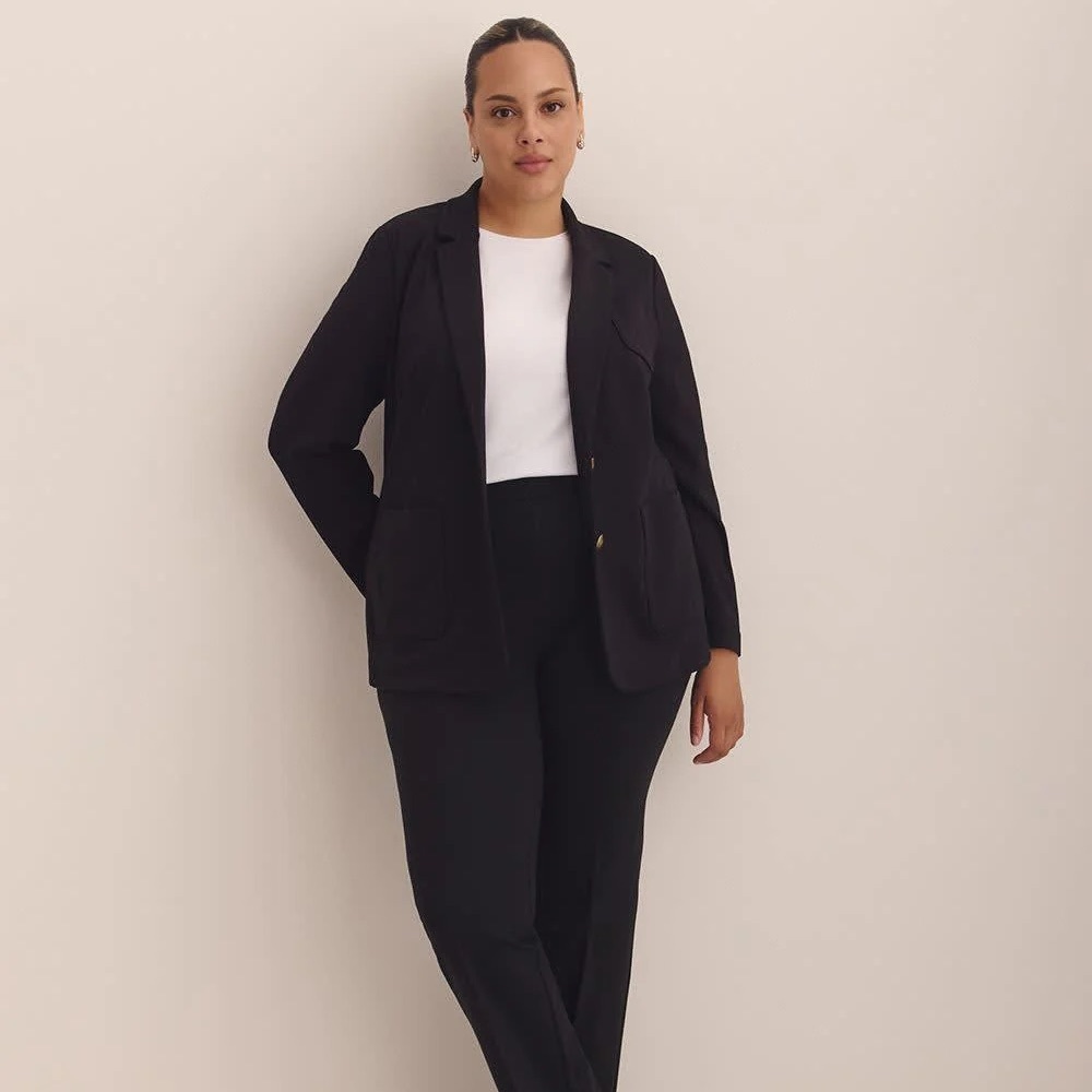 Penningtons Black Ponte Stretch Unlined Blazer Office Jacket Size 26 New